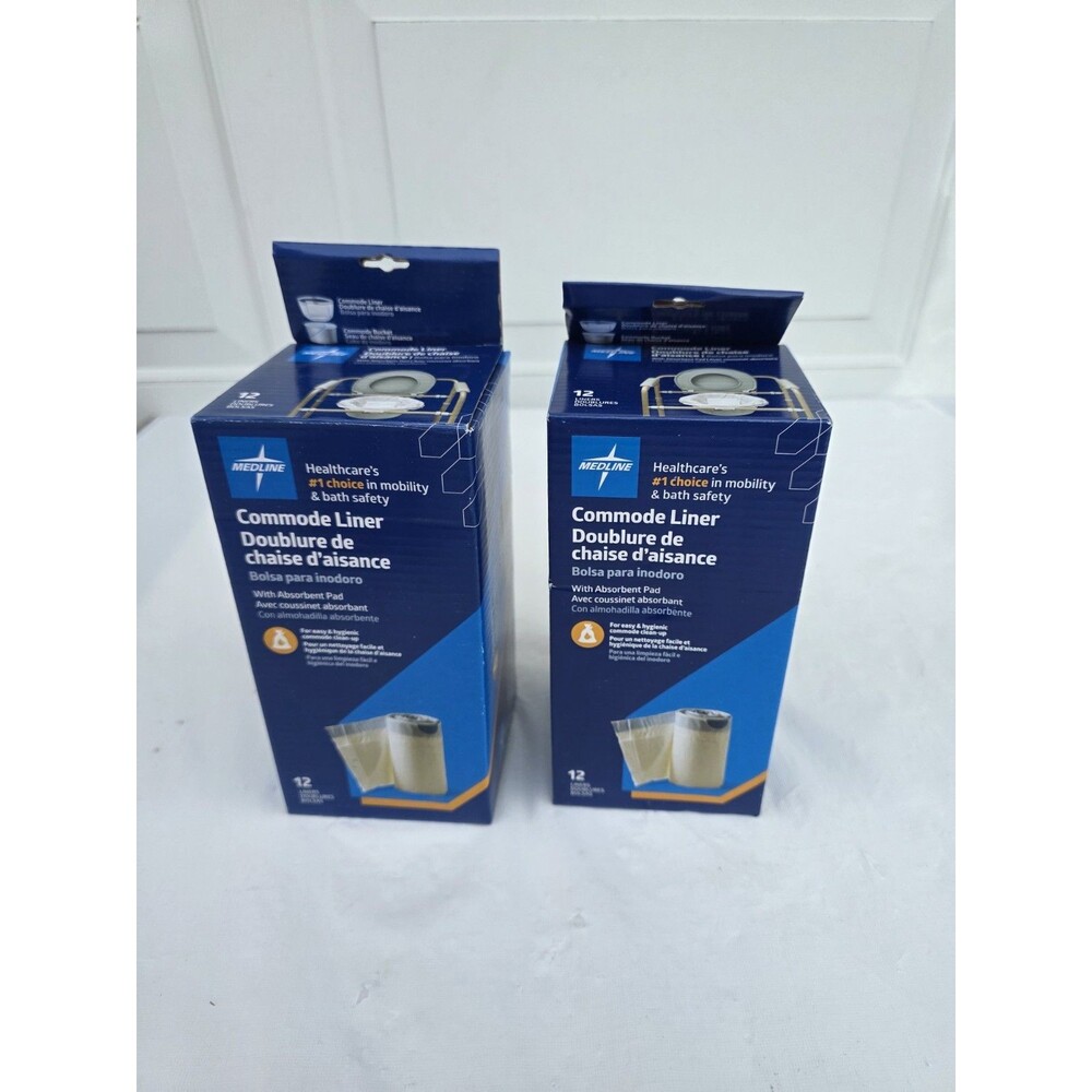 Medline Commode Liner with Absorbent Pad 12 Liners per Box 24 TOTAL Lot Of 2